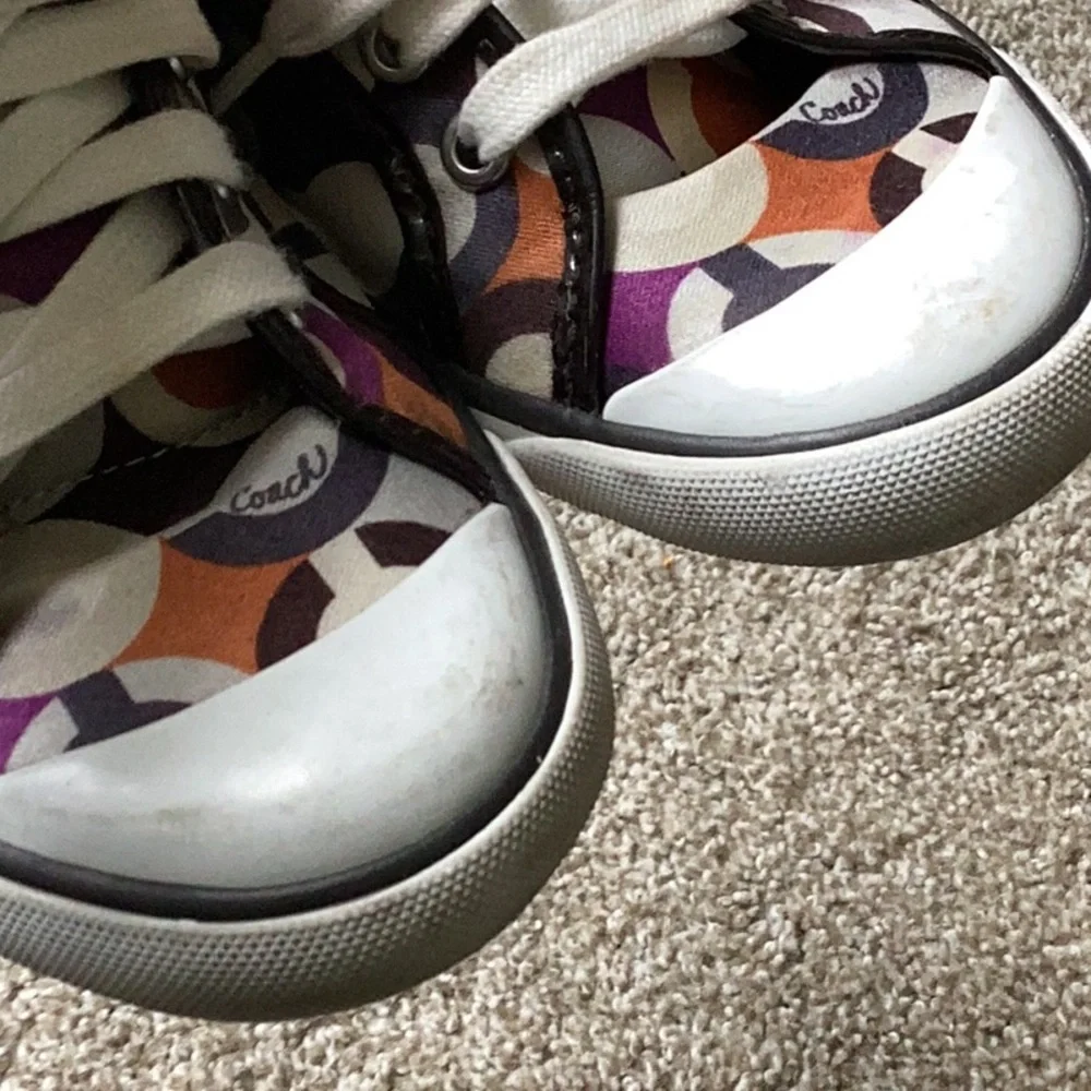 Coach Low-Top Canvas Sneakers in Purple, Orange & White - Picture 4 of 8